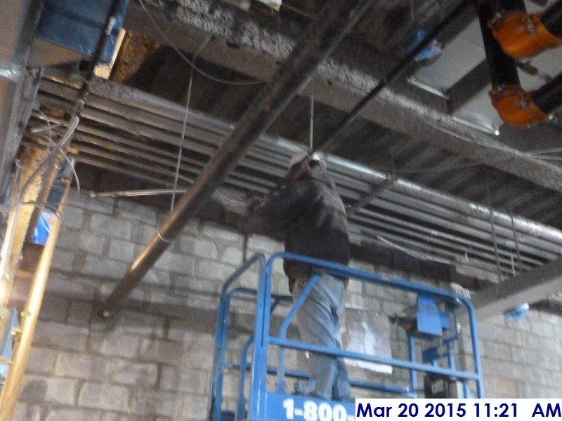 Installing sprinkler piping at the 1st floor Facing North